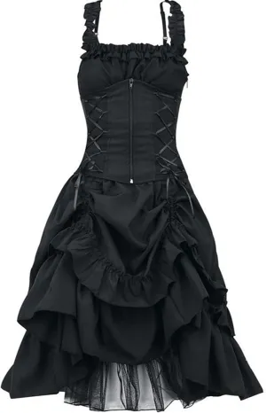 Women's Gothic Dress Square Neck Sleeveless Ruffle Steampunk Costume Victorian Outfit Halloween Masquerade Dresses