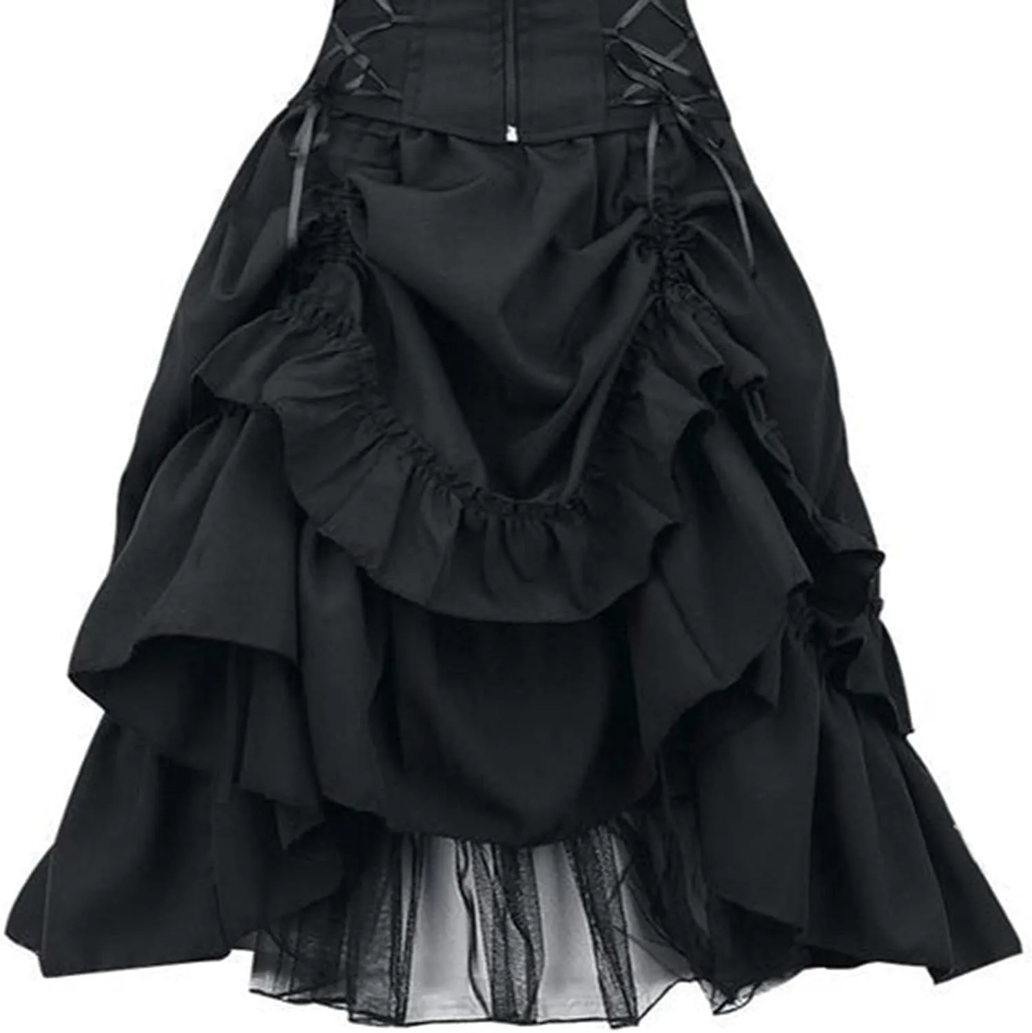 Women's Gothic Dress Square Neck Sleeveless Ruffle Steampunk Costume Victorian Outfit Halloween Masquerade Dresses
