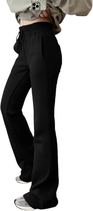 Womens Leggings Lounge Pocket Baggy High-Waisted Curvy Drawstring Elastic Wide Leg Sweatpant