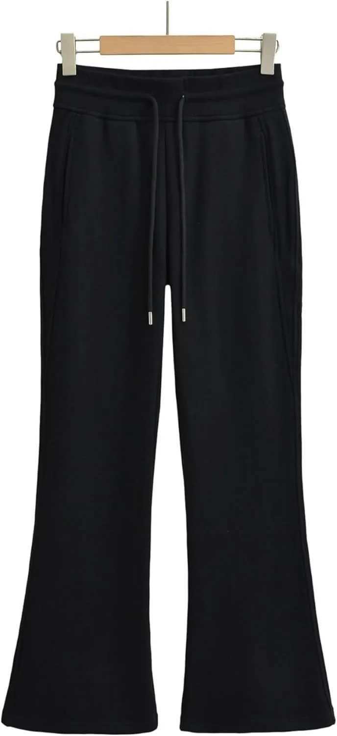 Womens Leggings Lounge Pocket Baggy High-Waisted Curvy Drawstring Elastic Wide Leg Sweatpant
