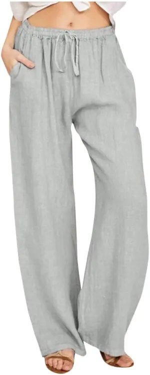 Womens Linen Pants 2025 Casual High Waist Wide Leg Trousers Summer Lightweight Loose Beach Palazzo with Pockets