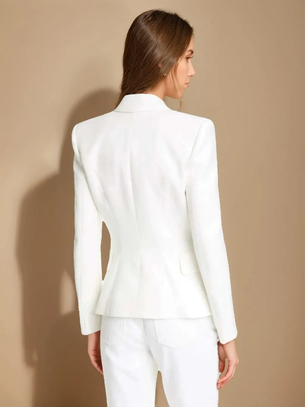 Womens Peak Lapel Double Breasted Blazer