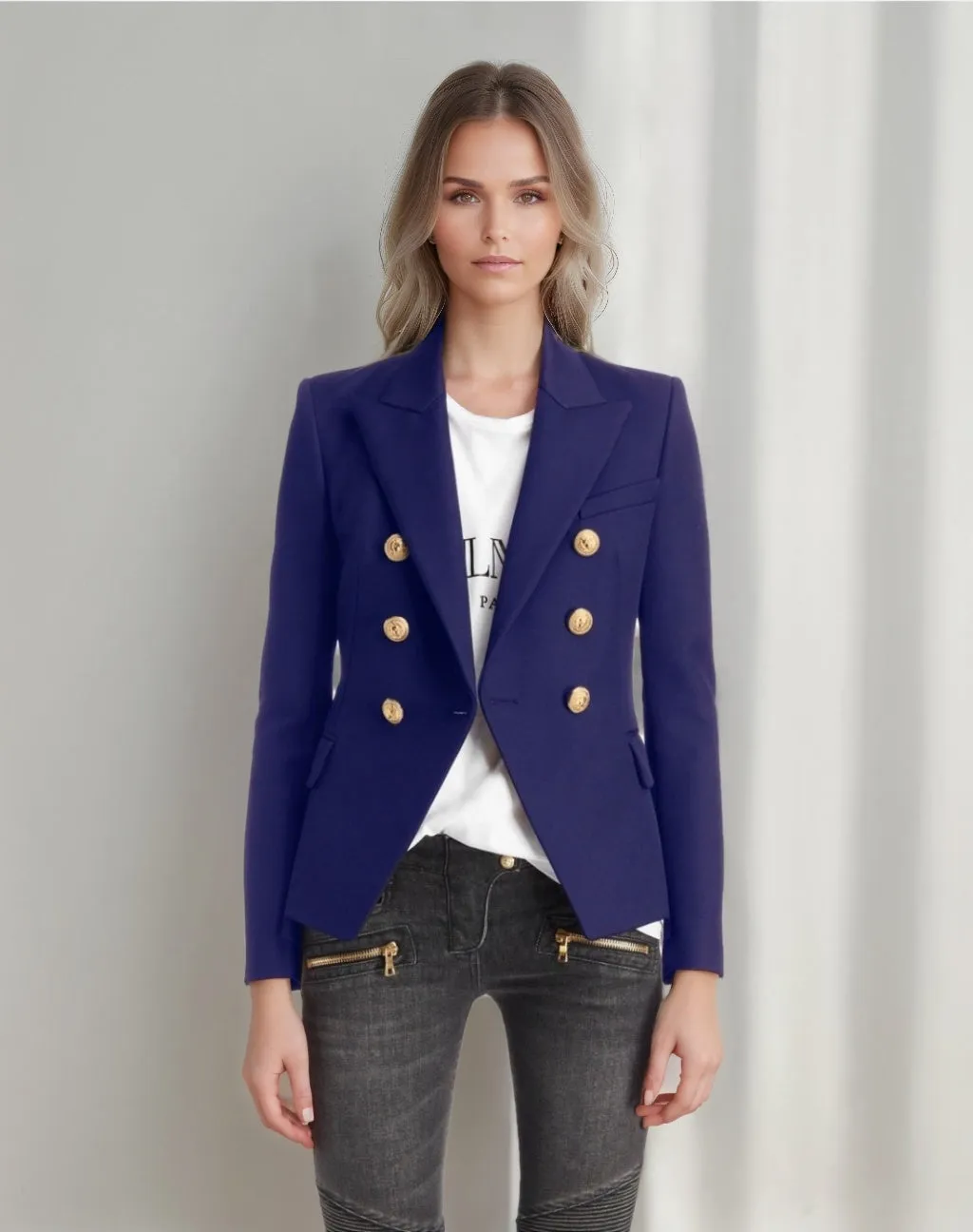 Womens Peak Lapel Double Breasted Blazer