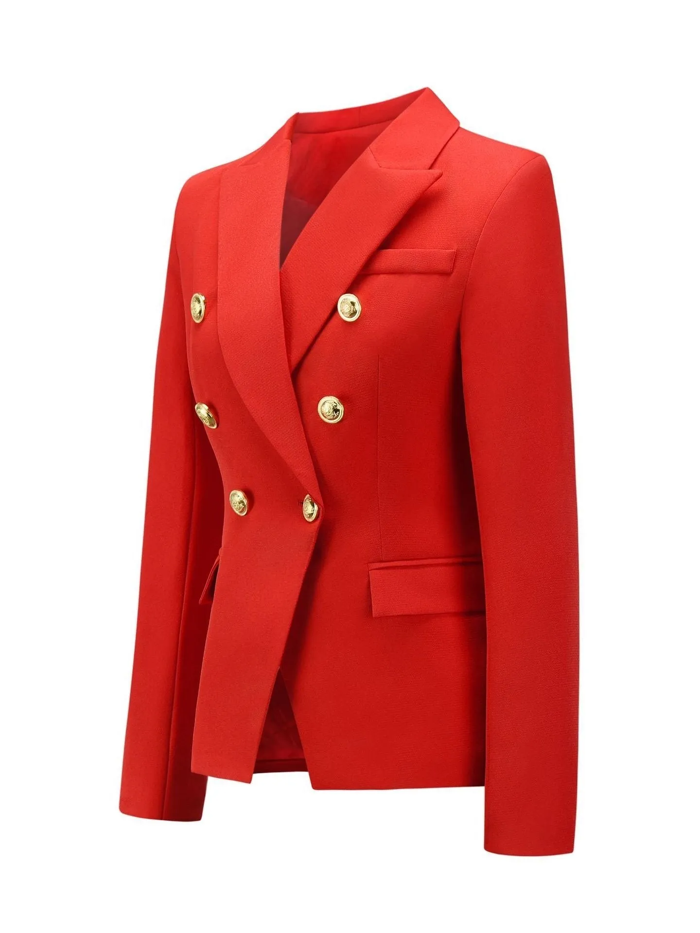Womens Peak Lapel Double Breasted Blazer