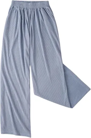 Women's Plus Size Baggy Corduroy Sweatpants Wide Leg Elastic Waist Track Pants Casual Trousers