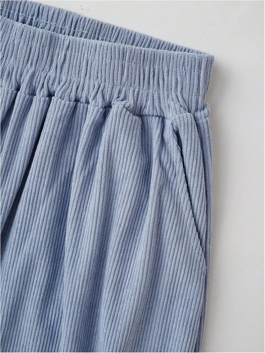 Women's Plus Size Baggy Corduroy Sweatpants Wide Leg Elastic Waist Track Pants Casual Trousers
