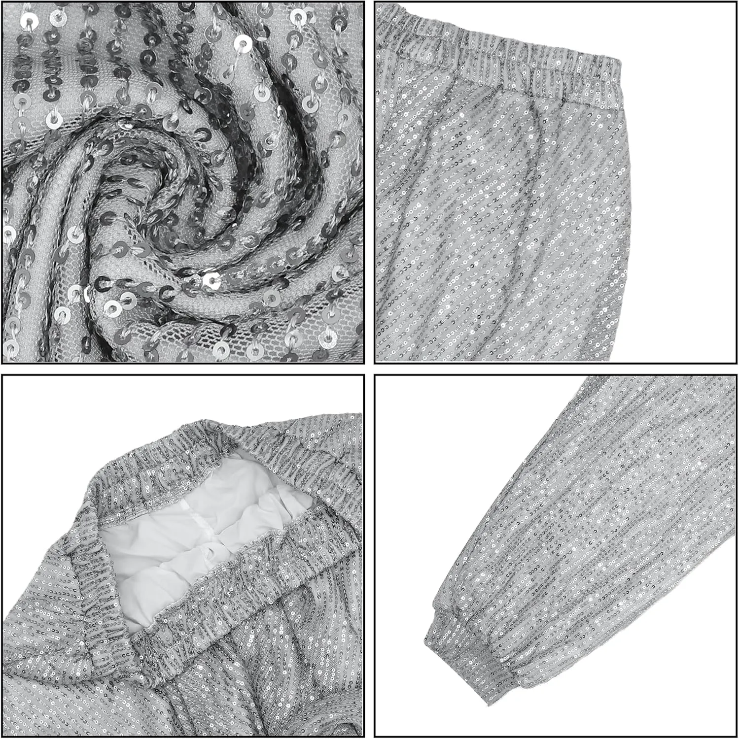 Women's Sequins Lantern Tapered Harem Pants Bling Trousers Baggy Slacks Sparkle Dance Palazzo Hippie Pants