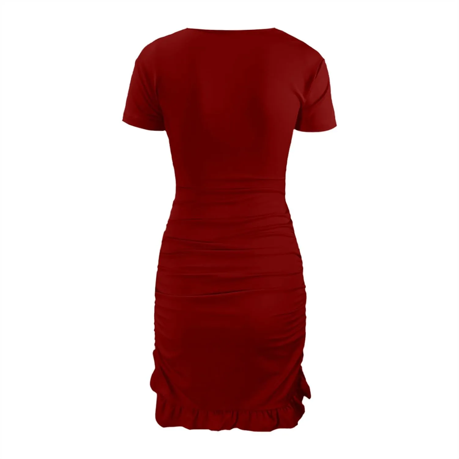 Women's Sexy Tie Up Ruched Mini Dress Bag Hip Slim Fit Layered Ruffle Hem Holow Out Front Y2k Going Out Summer Dress