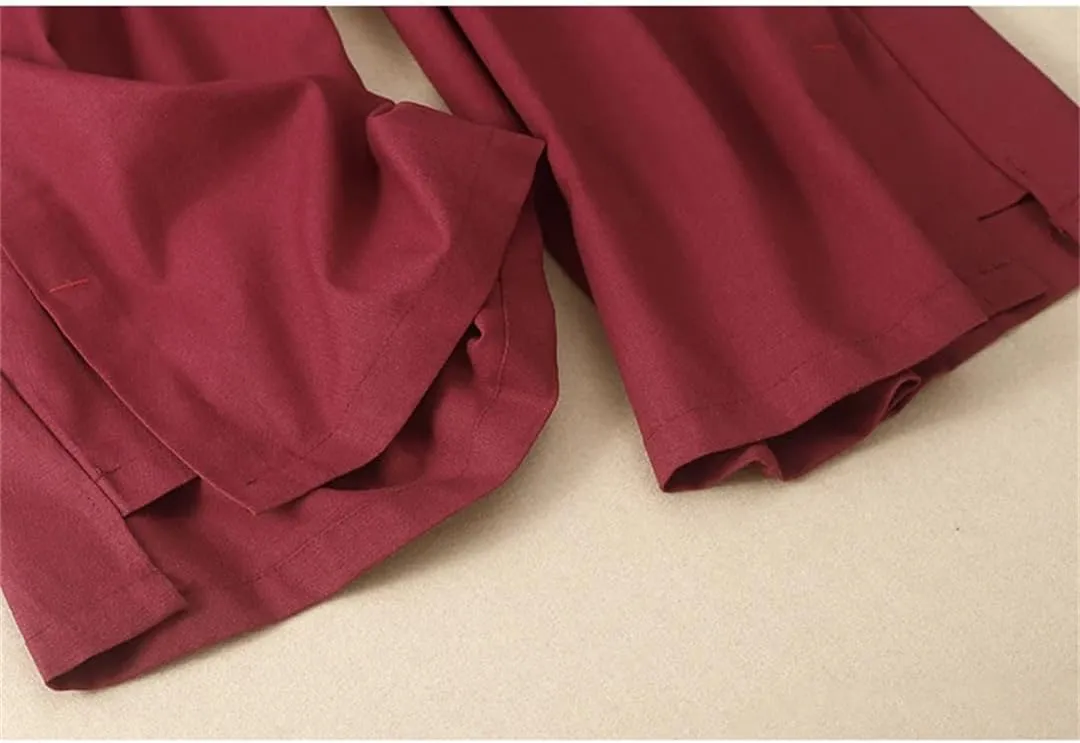 Women's Solid Color Elastic Waist Wide Leg Pants Casual Thin Harem Pants