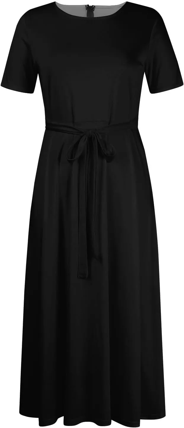 Womens Summer Dresses Summer Casual Aline Short Sleeve Dress Floral Beach Midi Dresses Flowy Tshirt Dress with Pockets