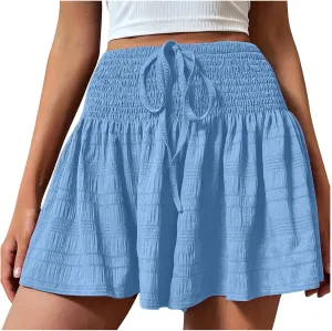 Women's Summer Fashion Solid Color Drawstring Skirts Short High Waisted Mini Skirt Golf Tennis Going Out Shorts