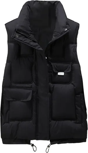 Work Vest For Women Outdoor Fishing Down Vest Utility Safari Travel Vest With Multi Pocket Winter Padded Jacket Coat