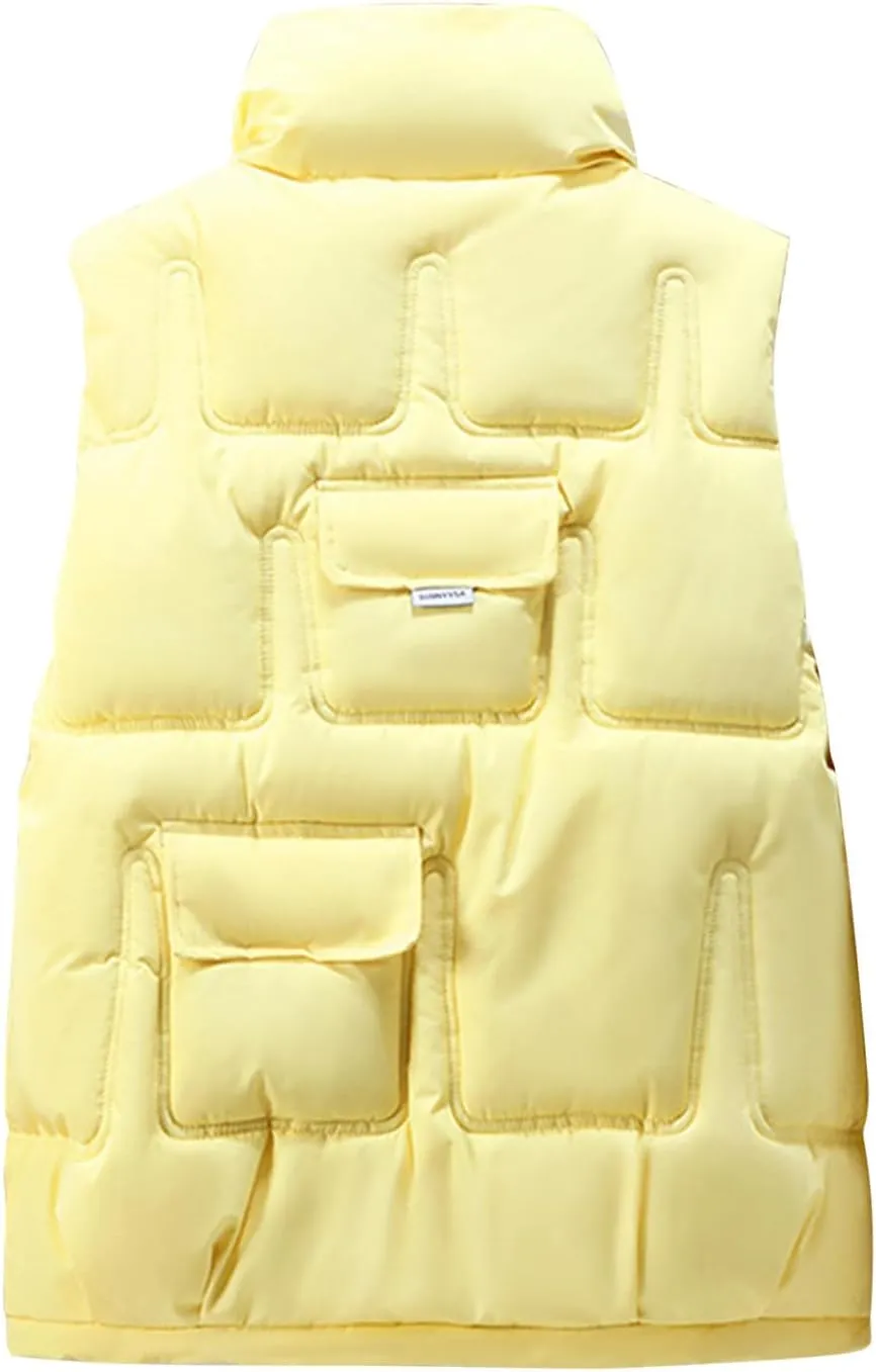Work Vest For Women Outdoor Fishing Down Vest Utility Safari Travel Vest With Multi Pocket Winter Padded Jacket Coat