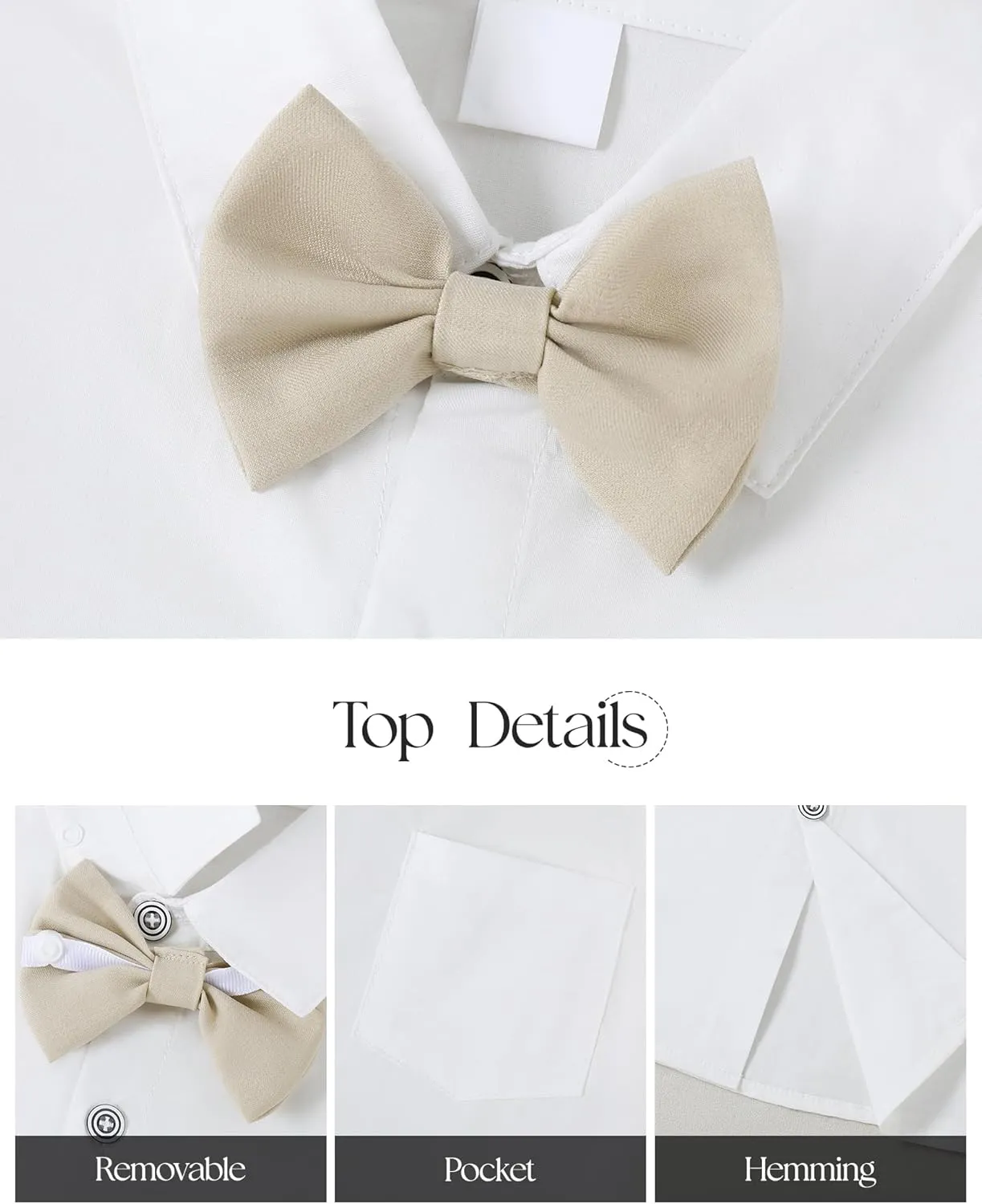 ZOEREA Boys Formal Suit Kid Clothes Gentleman Wedding Prom Outfit Long Sleeves Shirt Bowtie Vest Suspender Pants 6-10T