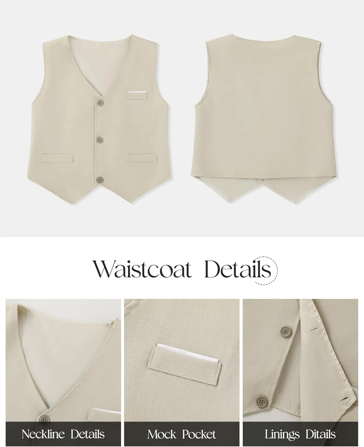 ZOEREA Boys Formal Suit Kid Clothes Gentleman Wedding Prom Outfit Long Sleeves Shirt Bowtie Vest Suspender Pants 6-10T