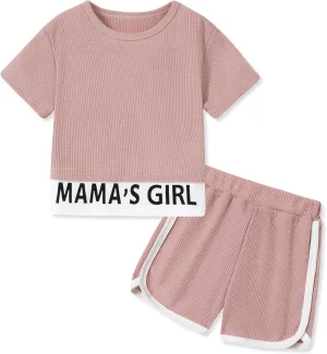 ZOEREA Toddler Girls Clothes Summer Outfits Short Sleeve Pullover Sweatshirt Tops   Shorts Set Sweatsuits 18M-6T