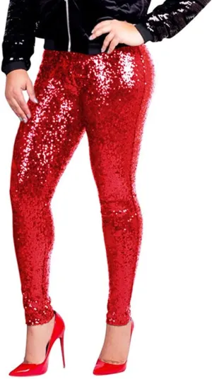 ZYXTIM Women's Shiny Sequin Petite Pants High Waist Stretchy Casual Hip Hop Club Wear Straight Leg Plus Size Pencil Pant